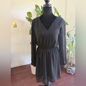 Express Black Long Sleeve V-Neck Dress